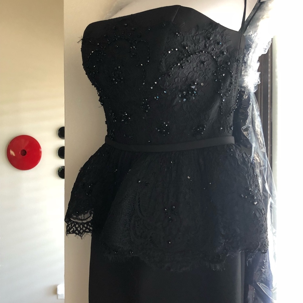 Beautiful Sherri Hill Peplum Black Gown